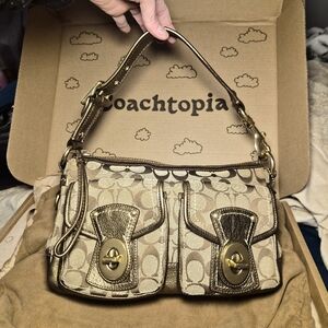 Coach 💥😱 Legacy 65th Anniversary Signature Turnlock Shoulder Bag Y2K-Vintage!